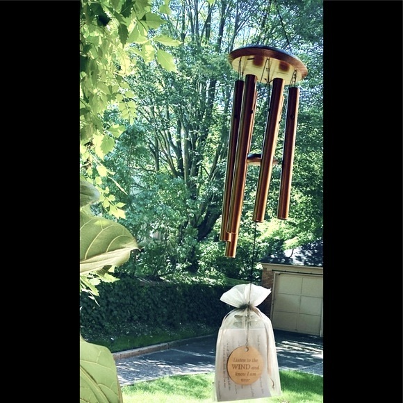 30” Wind chimes with oak top & oak clacker, copper tubbing & bronze dragonfly - Picture 8 of 11